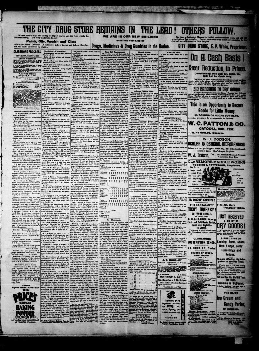 Claremore Progress., 1895-09-07, page 3