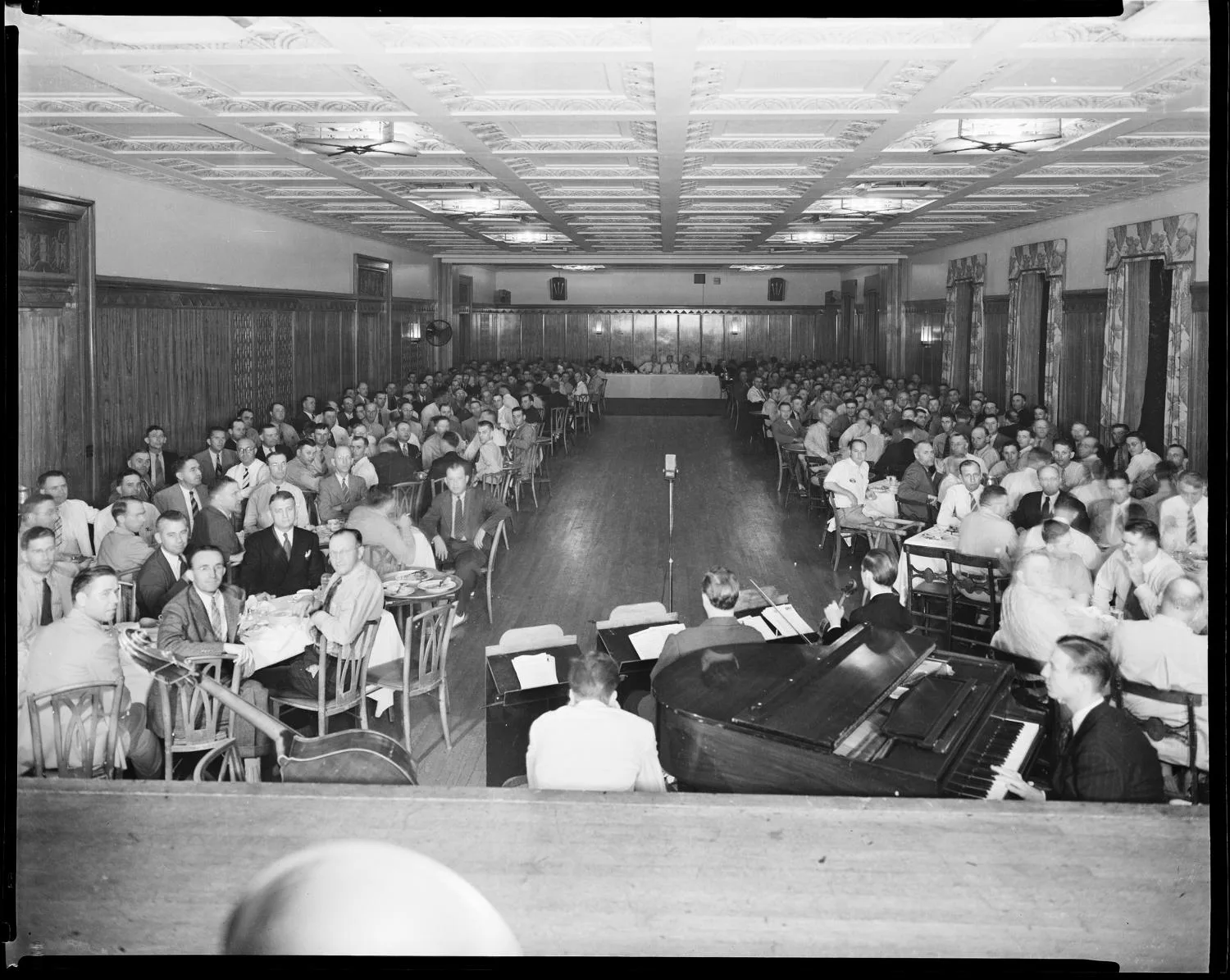 Photograph of a band playing at the Biltmore Hotel 228 W. Grand in downtown Oklahoma City.