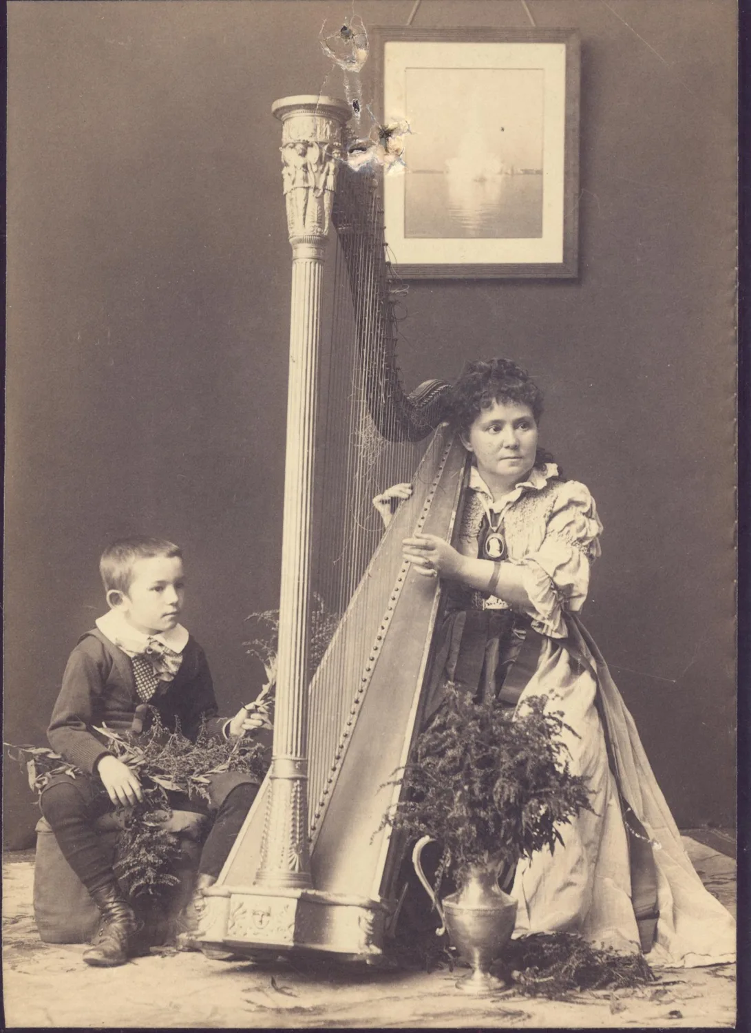 Vinnie Ream Hoxie with Her Harp and Her Son