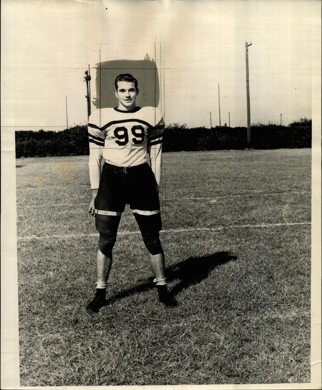 Photograph used for a story in the Daily Oklahoman newspaper. Caption: "Granville Harp , Shawnee- football"