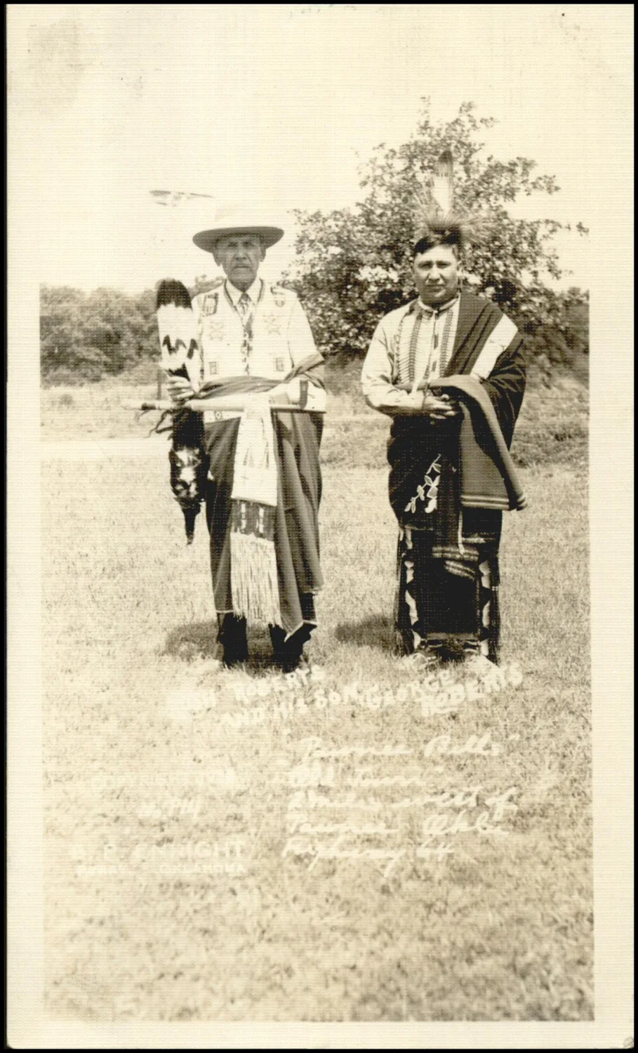 Photograph used for a story in the Oklahoma Times newspaper. Caption: "Chief, Harry E. Roberts, 70, above, has been named chief of the Skedee (Wolf) band of Pawnee Indians on the death death of his father, Rush Roberts, 98, in Pawnee."
