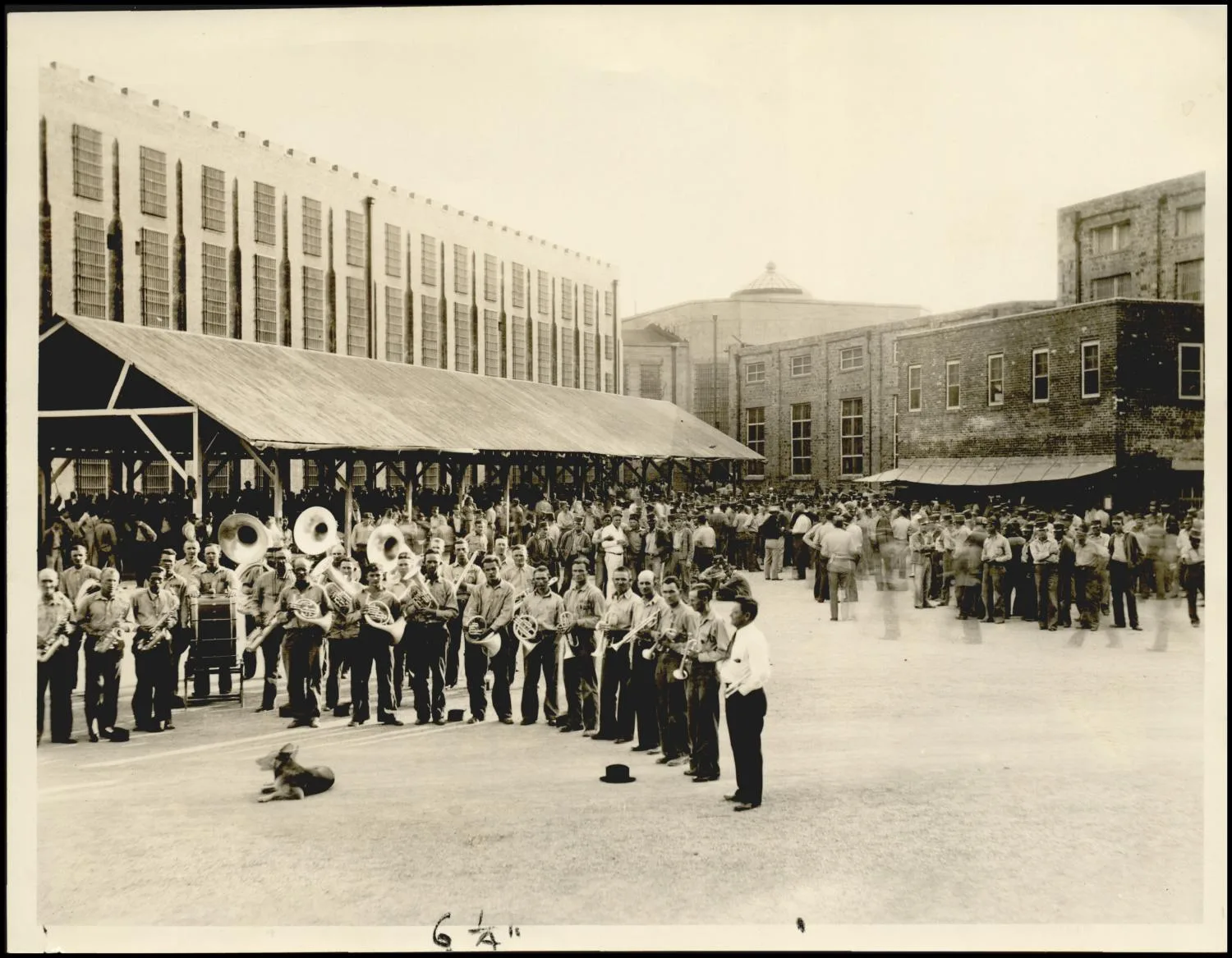 Photograph used for a newspaper owned by the Oklahoma Publishing Company. Caption: "Penal Institutions, State Penitentiary, McAlester, Band, April 1940"