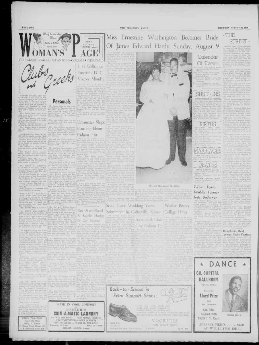 The Oklahoma Eagle Labor Day dance notice