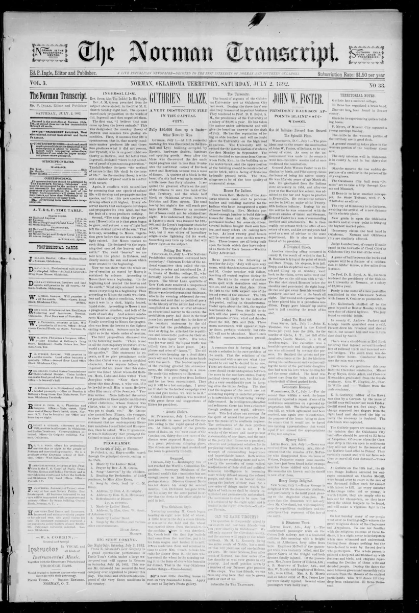 Norman Ladies Band Fourth of July program